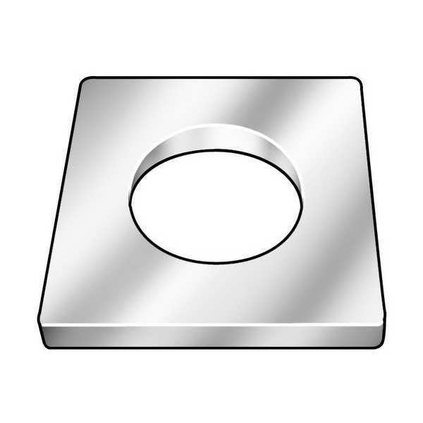 Square Washer, Fits Bolt Size 1/2 in Low Carbon Steel, Galvanized Finish