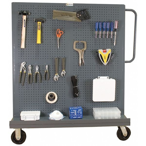 Steel Mobile A-Frame Louvered/Pegboard Rack, 54 1/2 in W x 48 in D x 48 in H, Gray