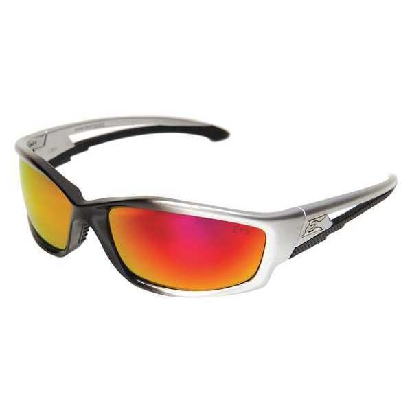 Safety Glasses, Wraparound Aqua Precision Red Mirror Polycarbonate Lens, Scratch-Resistant