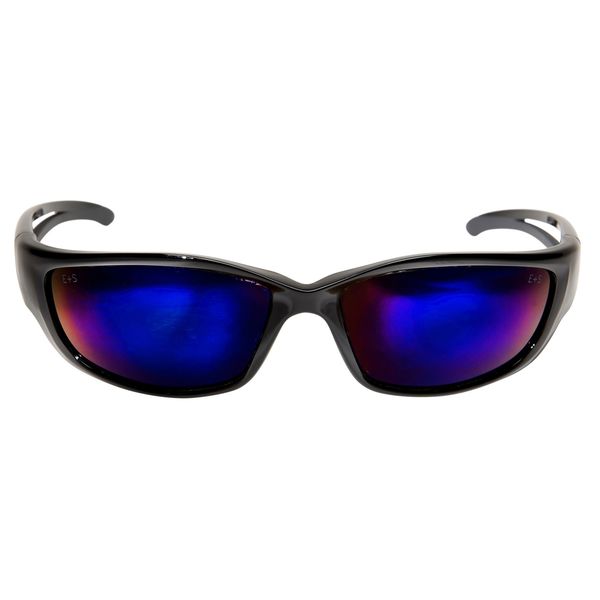 Safety Glasses, Wraparound Blue Mirror Polycarbonate Lens, Scratch-Resistant