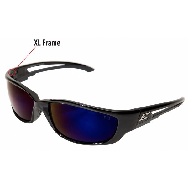 Safety Glasses, Wraparound Blue Mirror Polycarbonate Lens, Scratch-Resistant
