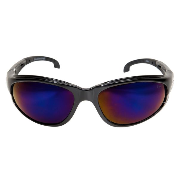 Safety Glasses, Wraparound Blue Mirror Polycarbonate Lens, Scratch-Resistant