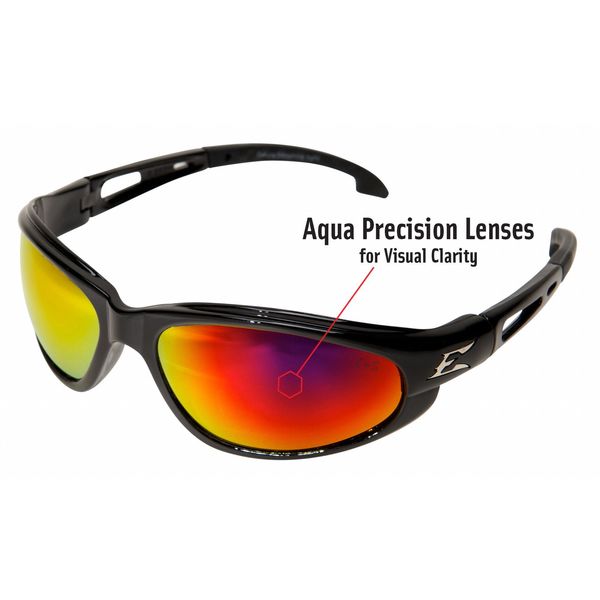 Safety Glasses, Wraparound Aqua Precision Red Mirror Polycarbonate Lens, Scratch-Resistant