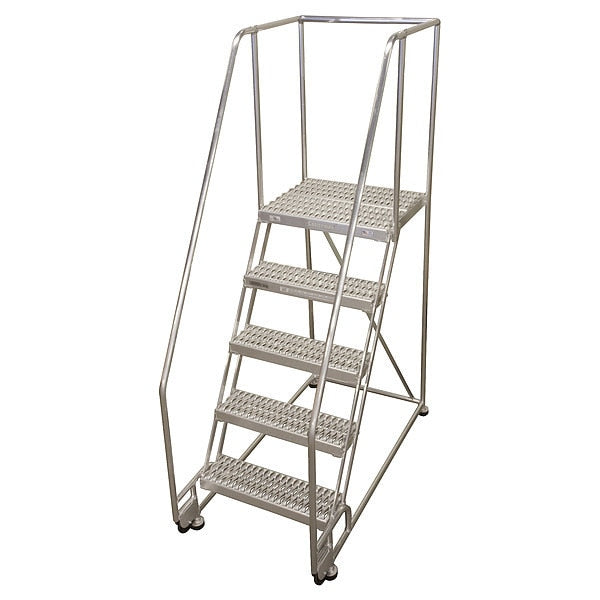 80 in H Aluminum Tilt and Roll Ladder, 5 Steps