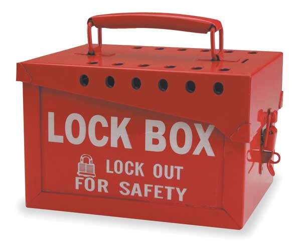 Group Lockout Box, 13 Locks Max, Red
