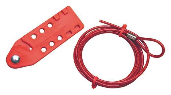 Tab-Cinching Cable Lockout, 6 ft. L, Color: Red