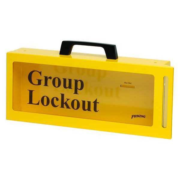 Group Lockout Box, 10 Locks Max, Yellow