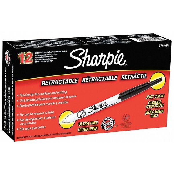 Permanent Marker, Ultra Fine Tip Black PK12