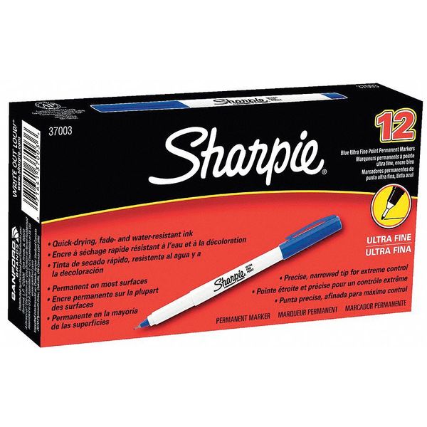 Permanent Marker, Ultra Fine Tip Blue PK12