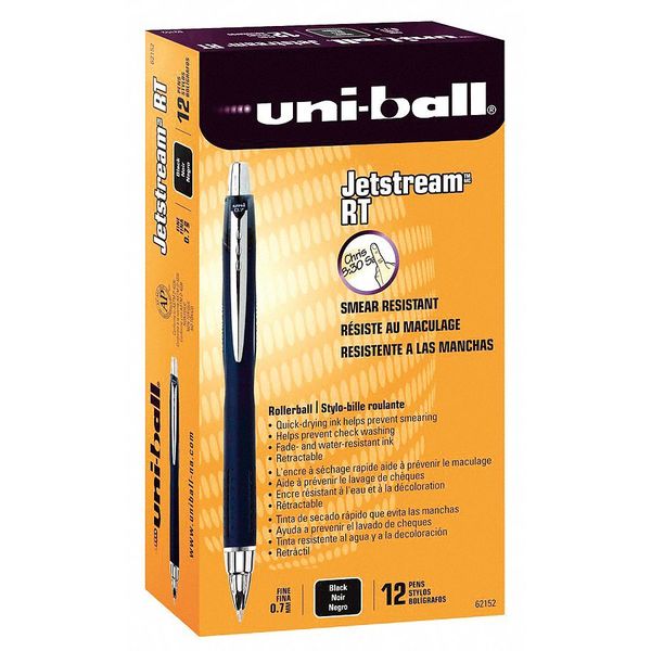 Retractable Rollerball Pen, Fine 0.7 mm, Black PK12