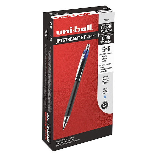 Retractable Rollerball Pen, 1 mm, Blue PK12