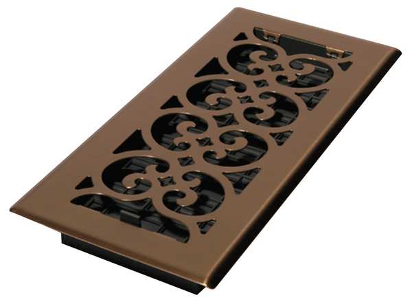 Floor Register, 4 X 10, Antique Brass, Brass