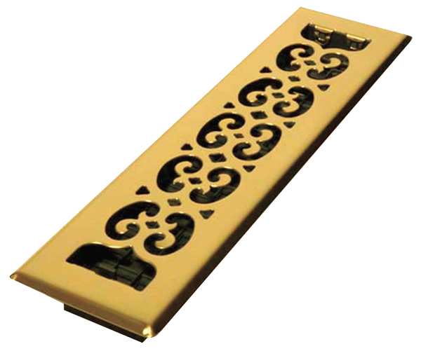 Floor Register, 2-1/4 X 14, Bright Brass, Brass