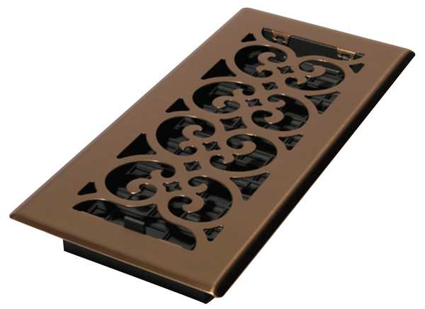 Floor Register, 4 X 8, Antique Brass, Brass