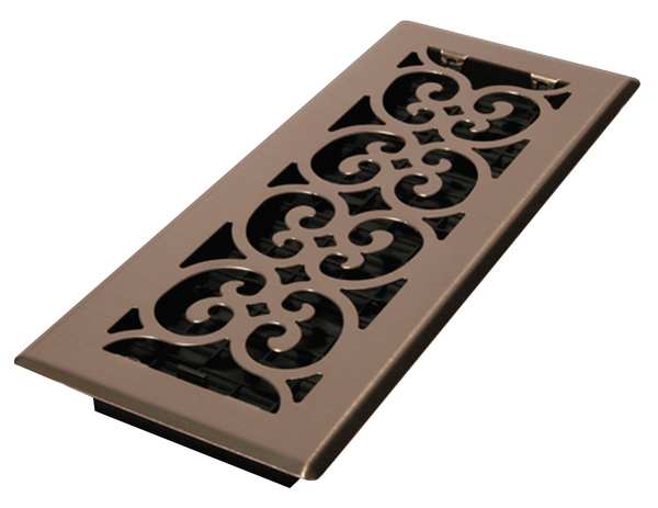 Floor Register, 4 X 12, Brushed Nickel, Plastic