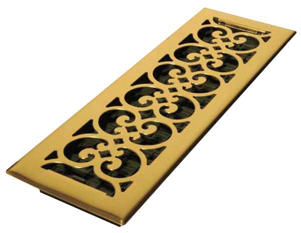 Floor Register, 4 X 14, Bright Brass, Brass
