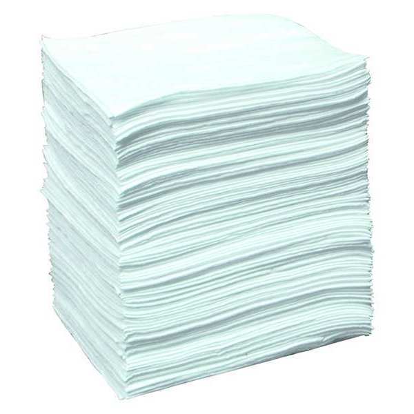 Sorbents, 26 gal/pk, 33 oz/pad, Oil Absorbed, White, Polypropylene, 100 PK