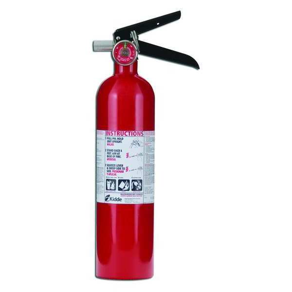 Fire Extinguisher, Class ABC, UL Rating 1A:10B:C, 100 psi, Rechargeable, 2.5 lb capacity