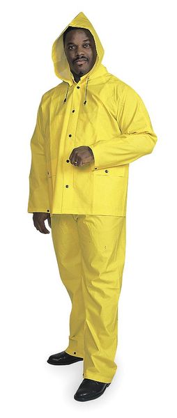 3 Piece Rainsuit w/Detachable Hood, Yellow, S