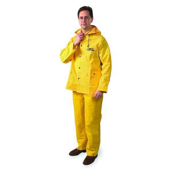 3 Piece Rainsuit w/Detachable Hood, Yellow, L