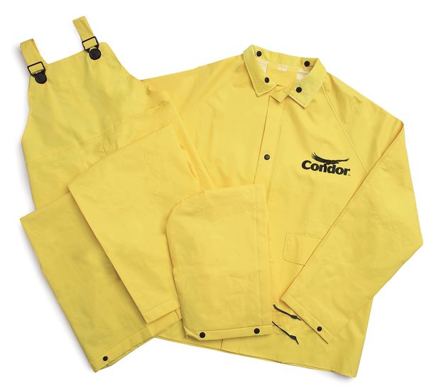 3 Piece Rainsuit w/Detach Hood, Yellow, 2XL