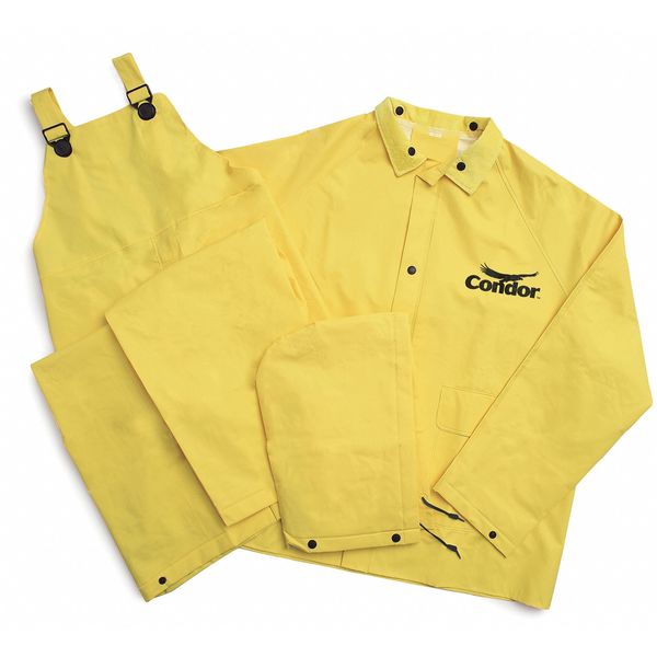3 Piece Rainsuit w/Detach Hood, Yellow, 2XL
