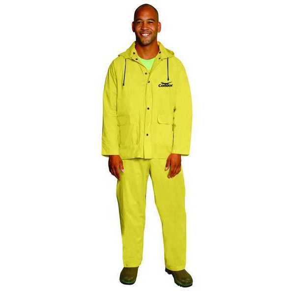 3 Piece Rainsuit w/Detach Hood, Yellow, 2XL