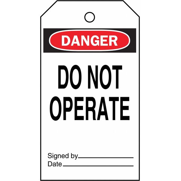 Danger Tag, 5-3/4 x 3 In, Do Not Opr, PK25, 65367