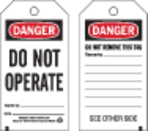 Danger Tag, 5-3/4 x 3 In, Do Not Opr, PK25, 65367