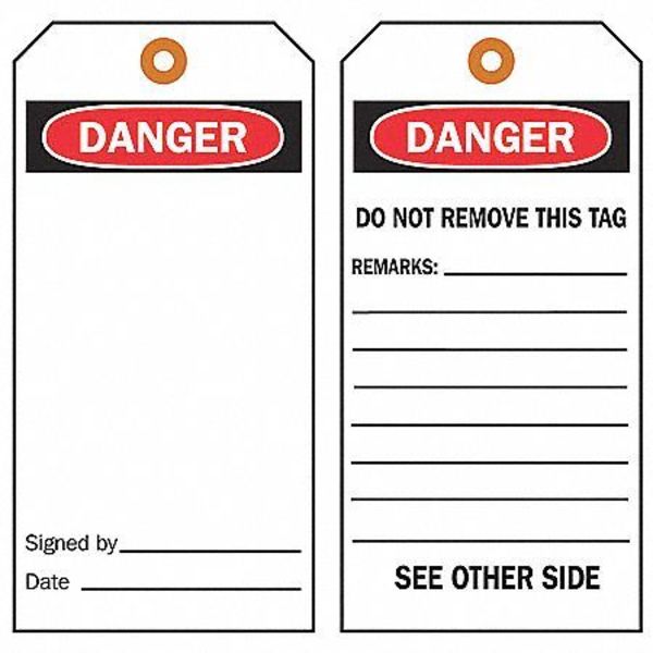 Blank Tag, 5-3/4 x 3 In, Wht, Met, PK25