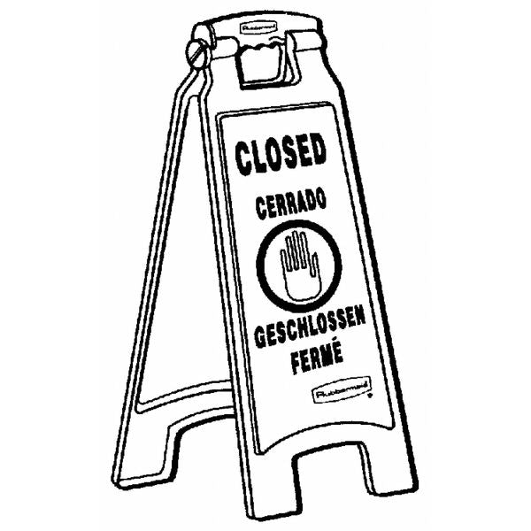 Closed Floor Sign, 25 in H, 11 in W, HDPE, Triangle, English, French, German, Spanish, FG611278YEL