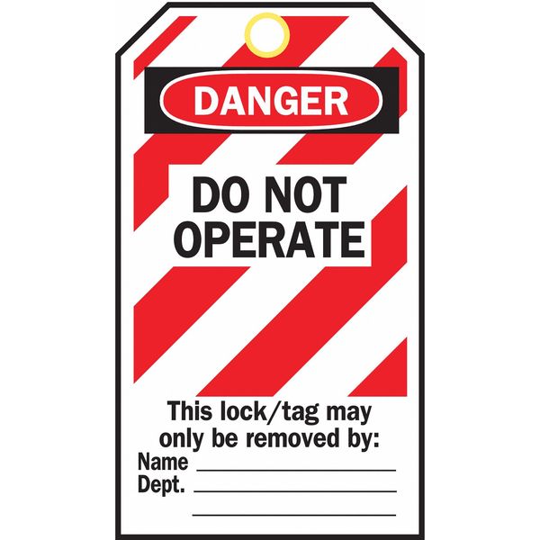 Danger Tag, Danger - Do Not Operate, Polyester, Write-On Surface, 5 3/4 in High, 3 in Wide, 25 Pack