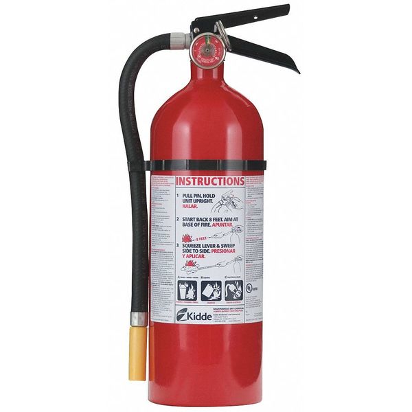 Fire Extinguisher, Class ABC, UL Rating 3A:40B:C, Dry Chemical, 5 lb capacity, 18 ft Range