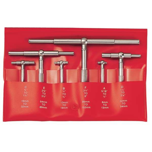Telescoping Gage Set, 5/16-6 In, 6 Pc