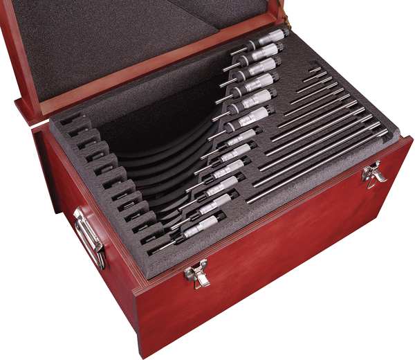 Micrometer Set, 0-12 In, 0.001 Res, 12 Pc