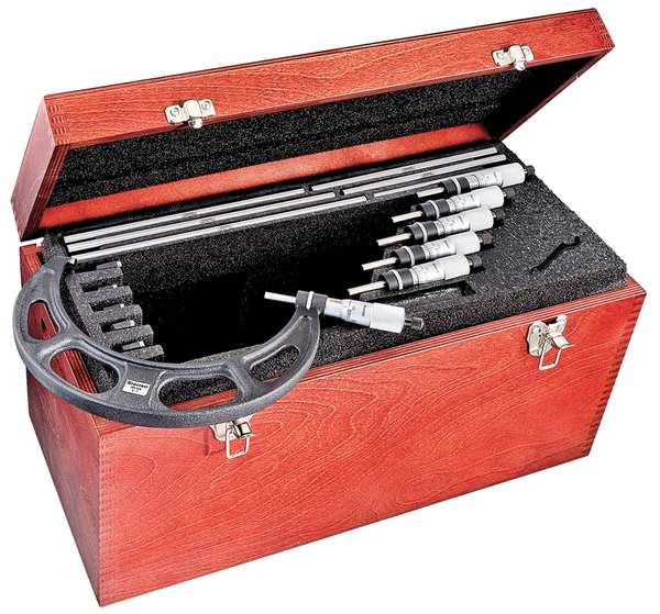 Micrometer Set, 6-12 In, 0.001 Res, 6 Pc