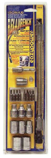 Flex Wrench Socket Kit, Pieces 19