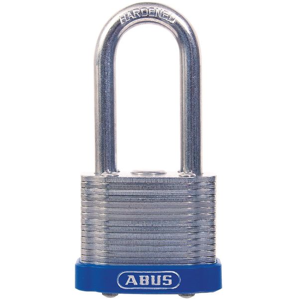 Keyed Padlock, Open, Rectangular Steel Body, Hardened Steel Shackle, 15/16 in W