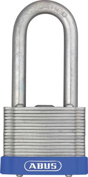 Keyed Padlock, Open, Rectangular Steel Body, Hardened Steel Shackle, 7/8 in W