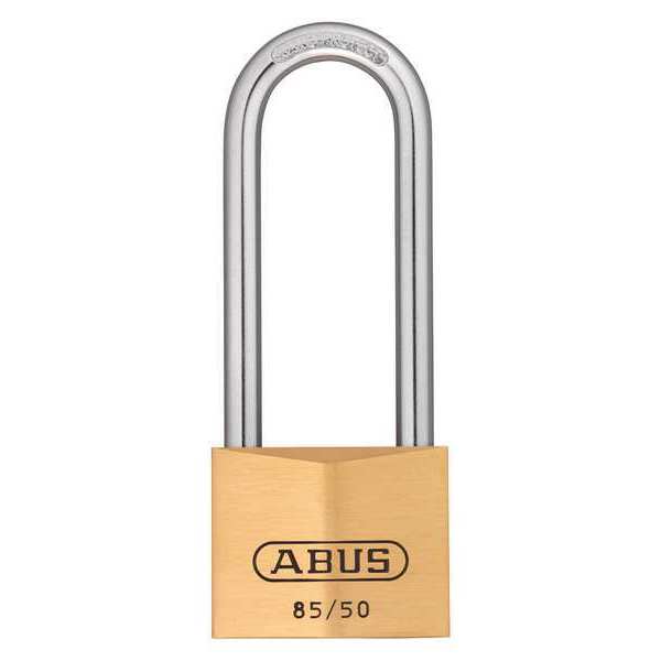Keyed Padlock, Open, Rectangular Brass Body, Hardened Steel Shackle, 1 3/16 in W