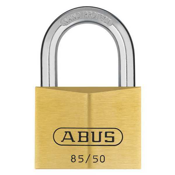 Keyed Padlock, Open, Rectangular Brass Body, Hardened Steel Shackle, 1 3/16 in W