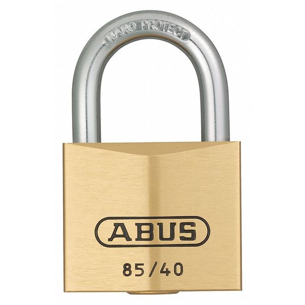 Keyed Padlock, Open, Rectangular Brass Body, Hardened Steel Shackle, 15/16 in W