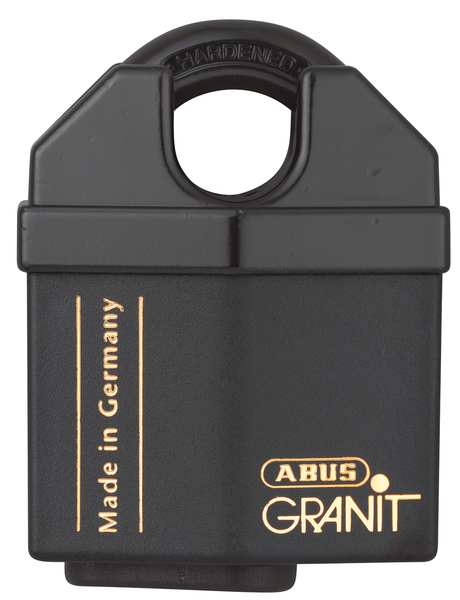 Keyed Padlock, Open, Rectangular Hardened Steel Body, Hardened Steel Shackle, 11/16 in W