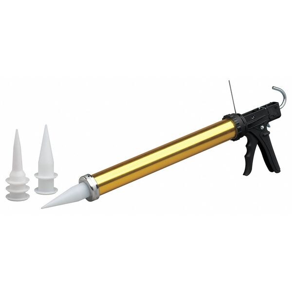 Dripless Caulk Gun, Gold, Aluminum, 30 oz