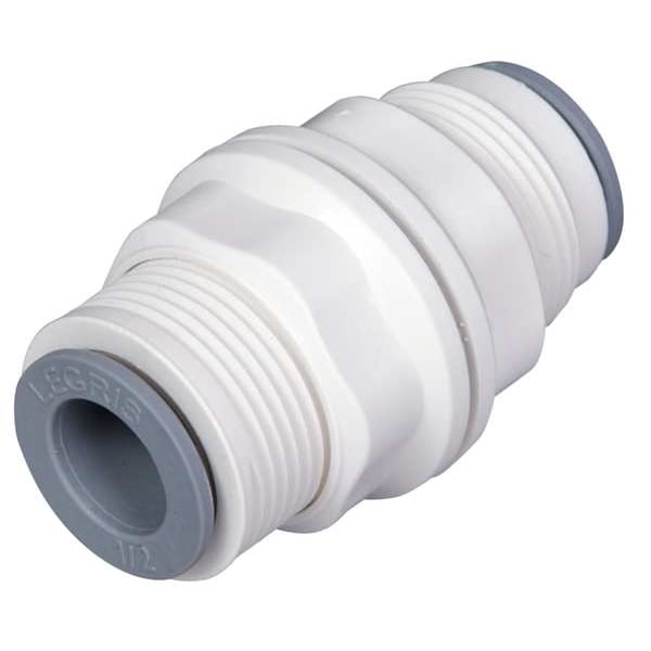 Nylon Bulkhead Union, 1/2 in Tube Size