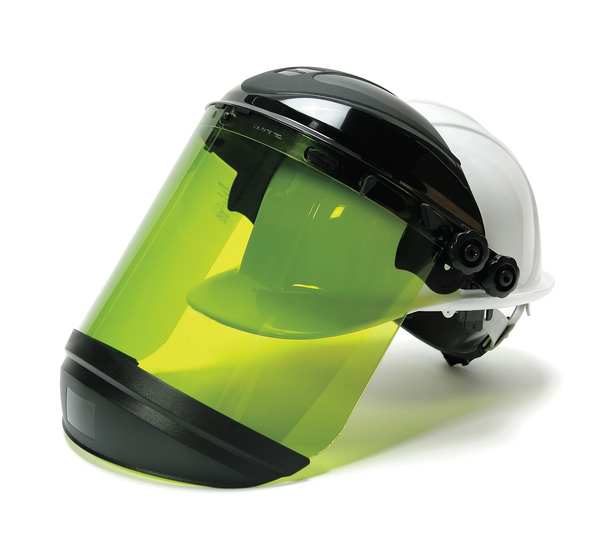 Faceshield with 6-Point Suspension Hard Hat, Arc Flash Series, Front Brim, Ratchet Suspension
