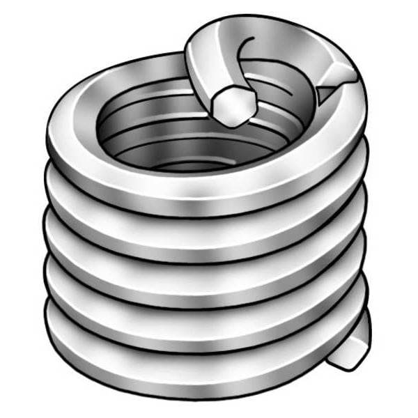 Tanged Helical Insert, Screw-Locking, #2-56 Thrd Sz, 18-8 Stainless Steel, 100 PK