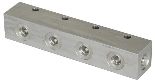 A61, 7 Port, Hydraulic Manifold, 6.5 in Long