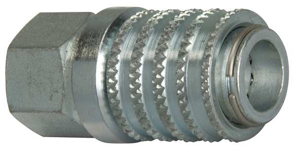 Hydraulic Quick Connect Hose Coupling, Steel Body, Push-to-Connect Lock, 1/4