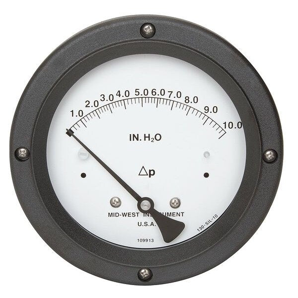 Pressure Gauge, 0 to 10 In H2O
